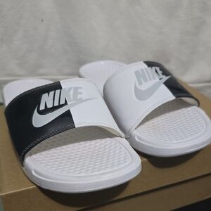 Women(6)Nike Slide Sandals - Black and White Contrast